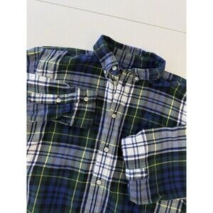 Ralph Lauren Boys XL 18/20 Blue Plaid Flannel Button Down Shirt Long Sleeve